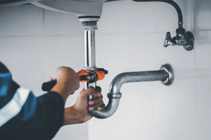 Photo of a Plumber Fixing Sink